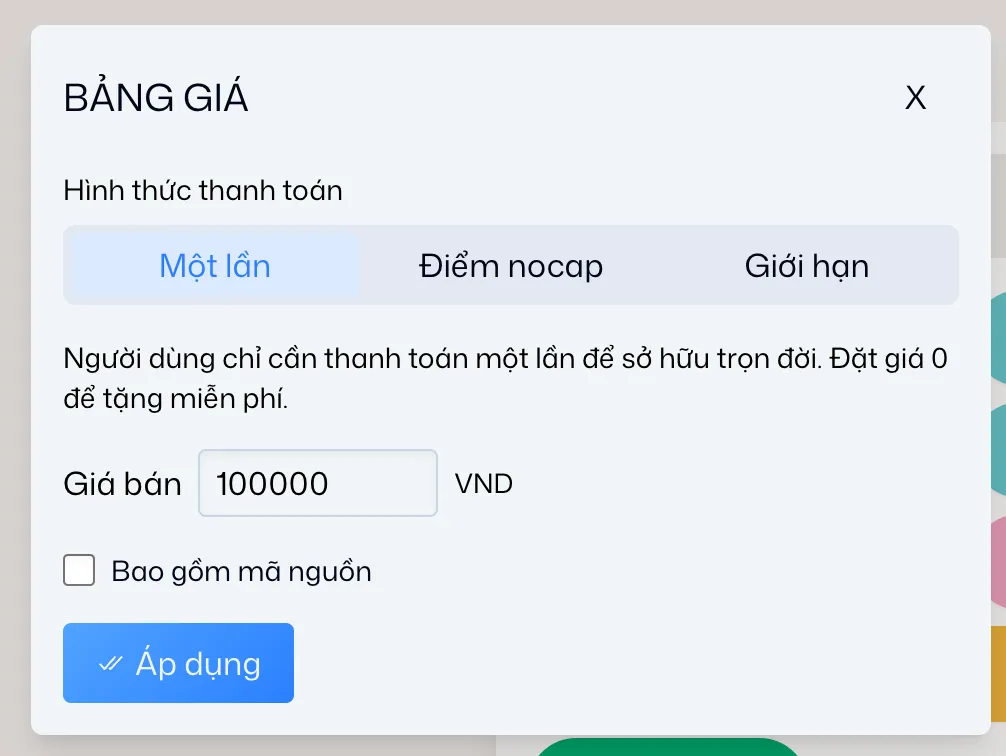 Hình thức thanh toán một lần