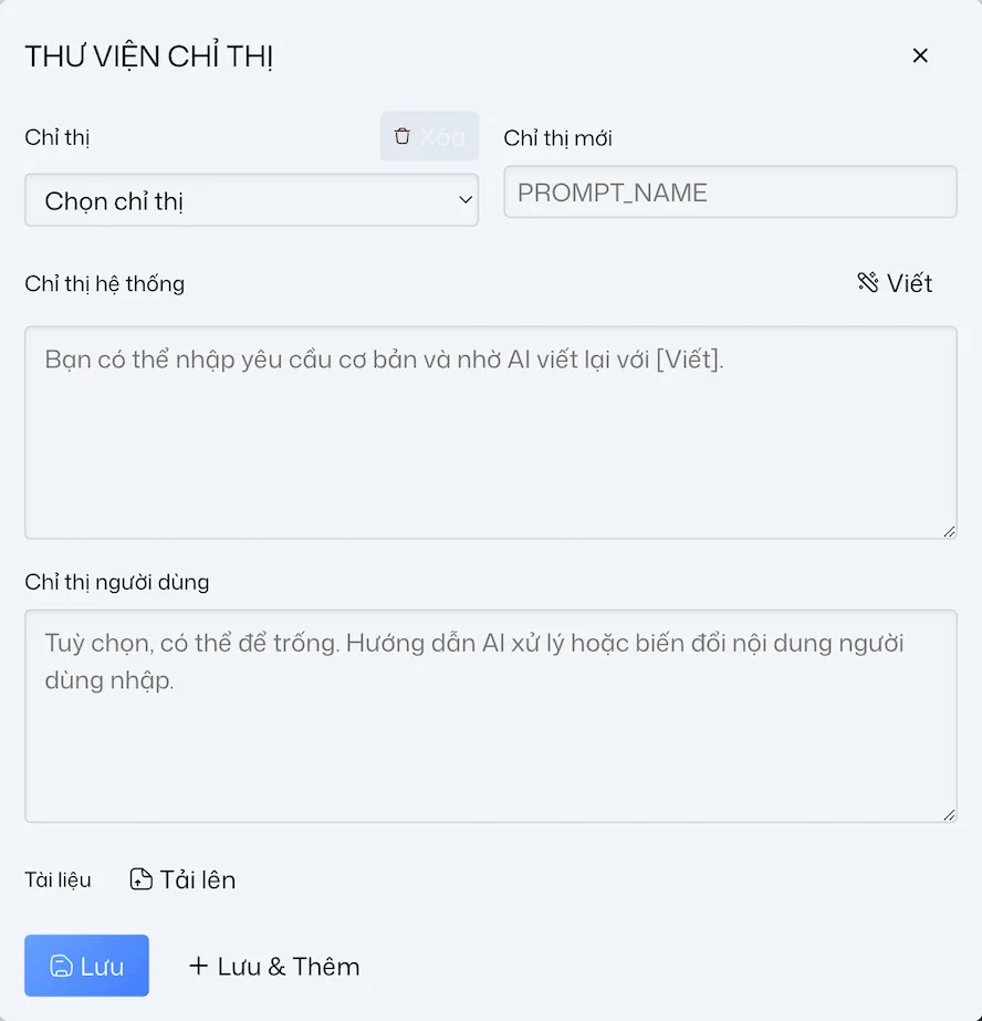 Cài đặt chỉ thị